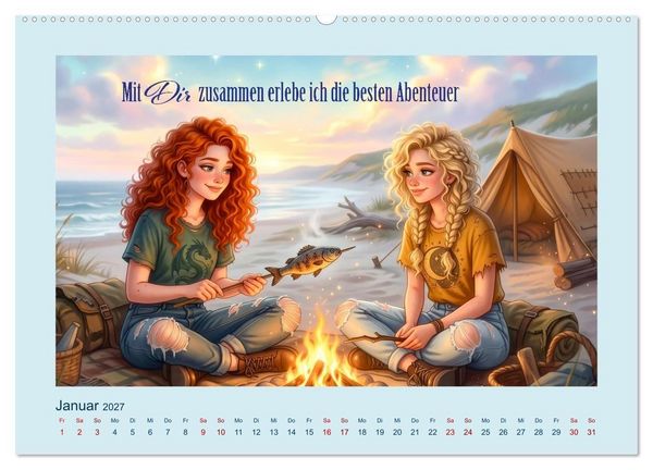Produktbild: Freundin - Schwester - Lieblingsmensch (hochwertiger Premium Wandkalender 2027 DIN A2 quer), Kunstdruck in Hochglanz
