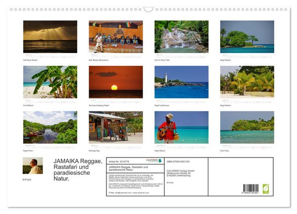 Produktbild: JAMAIKA Reggae, Rastafari und paradiesische Natur. (Wandkalender 2026 DIN A2 quer), CALVENDO Monatskalender