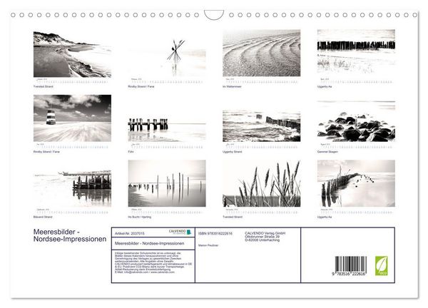 Produktbild: Meeresbilder - Nordsee-Impressionen (Wandkalender 2026 DIN A3 quer), CALVENDO Monatskalender