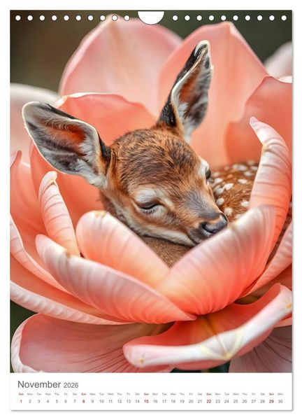 Produktbild: Forest babies asleep in flowers (Wall Calendar 2026 DIN A4 portrait), CALVENDO 12 Month Wall Calendar