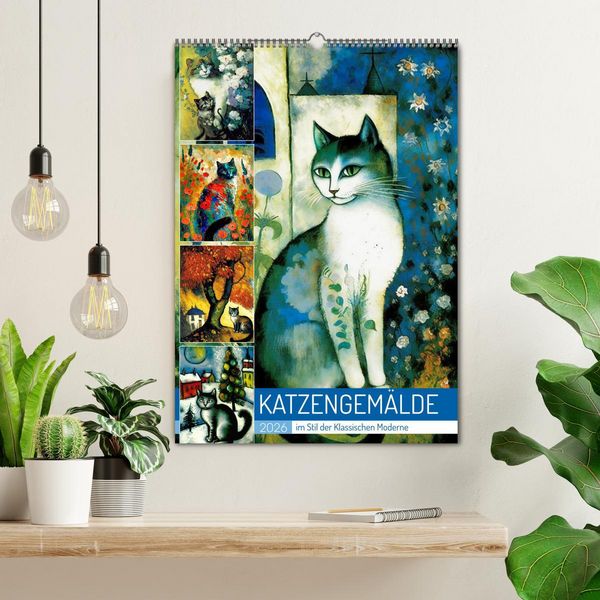 Produktbild: Katzengem&auml;lde (Wandkalender 2026 DIN A2 hoch), CALVENDO Monatskalender