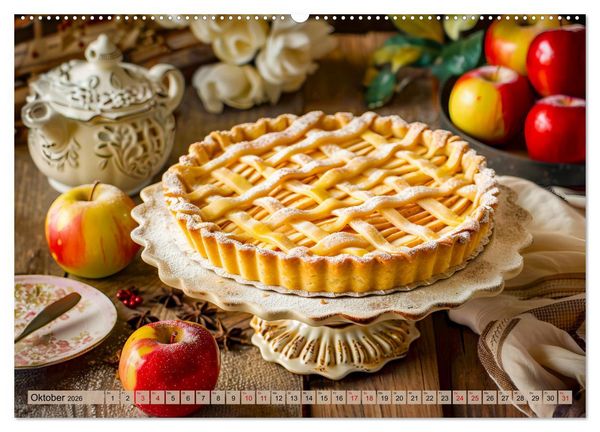 Produktbild: Apfelkuchen satt - K&ouml;stliche Kunstwerke aus dem KI-Backofen (Wandkalender 2026 DIN A2 quer), CALVENDO Monatskalender