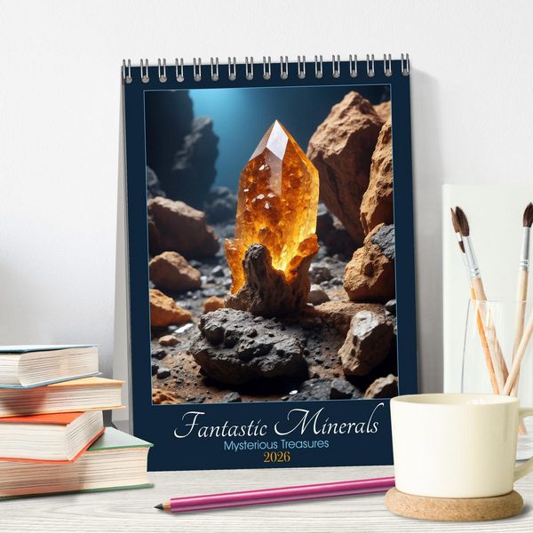 Produktbild: Fantastic Minerals - Mysterious Treasures (Desk Calendar 2026 DIN A5 portrait), CALVENDO 12 Month DeskCalendar