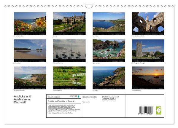 Produktbild: Anblicke und Ausblicke in Cornwall (Wandkalender 2026 DIN A3 quer), CALVENDO Monatskalender