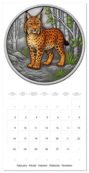 Produktbild: Silver Coin Big Cats (Wall Calendar 2026 12 &times; 12 Inch) CALVENDO 12 Month Wall Calendar