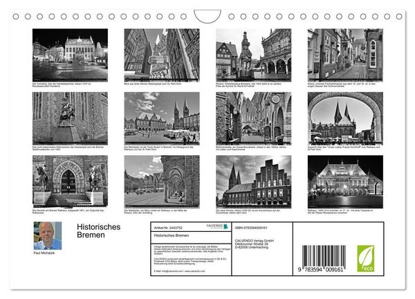 Produktbild: Historisches Bremen (Wandkalender 2027 DIN A4 quer), CALVENDO Monatskalender