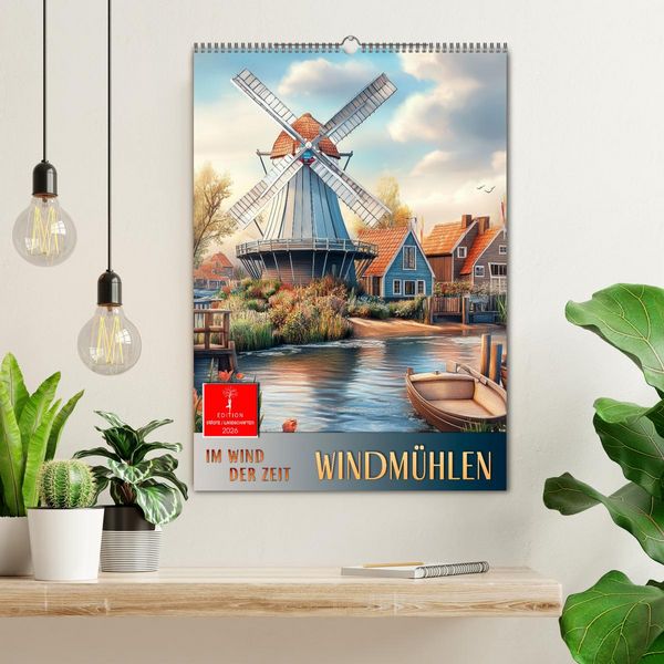 Produktbild: Windm&uuml;hlen - Im Wind der Zeit (Wandkalender 2026 DIN A2 hoch), CALVENDO Monatskalender