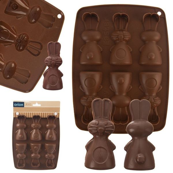 Produktbild: Braune Hasen-Silikonform f&uuml;r Kekse und Pralinen