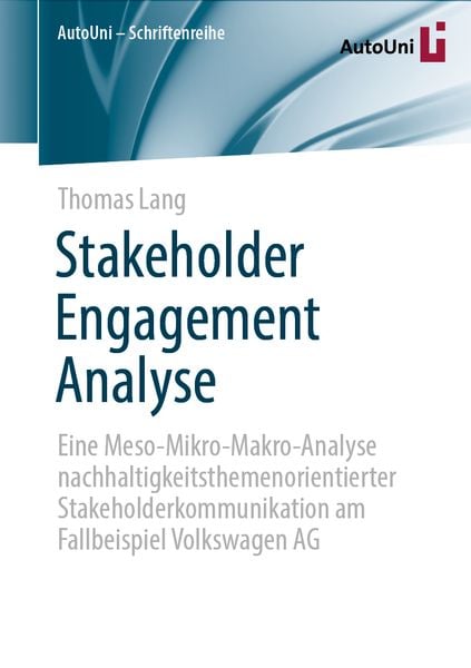 Stakeholder Engagement Analyse, Taschenbuch von Thomas Lang, Springer Fachmedien Wiesbaden GmbH, 9783658339869