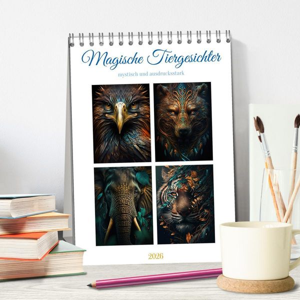 Produktbild: Magische Tiergesichter (Tischkalender 2026 DIN A5 hoch), CALVENDO Monatskalender