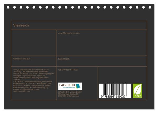 Produktbild: Steinreich (Tischkalender 2026 DIN A5 quer), CALVENDO Monatskalender