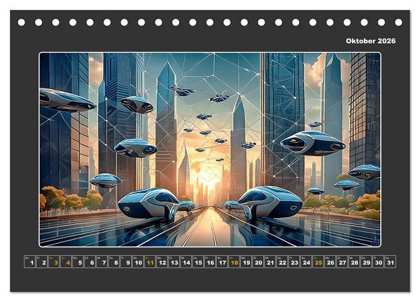 Produktbild: Zukunftsvision Megacity (Tischkalender 2026 DIN A5 quer), CALVENDO Monatskalender