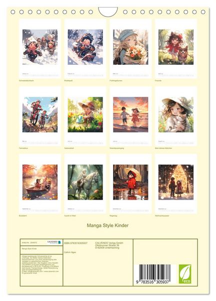 Produktbild: Manga Style Kinder (Wandkalender 2026 DIN A4 hoch), CALVENDO Monatskalender