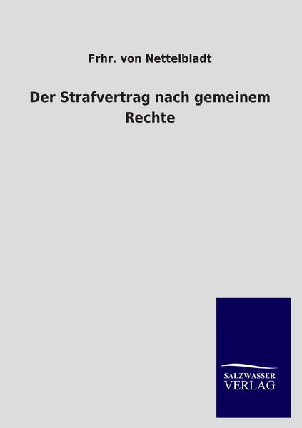Produktbild: Der Strafvertrag nach gemeinem Rechte