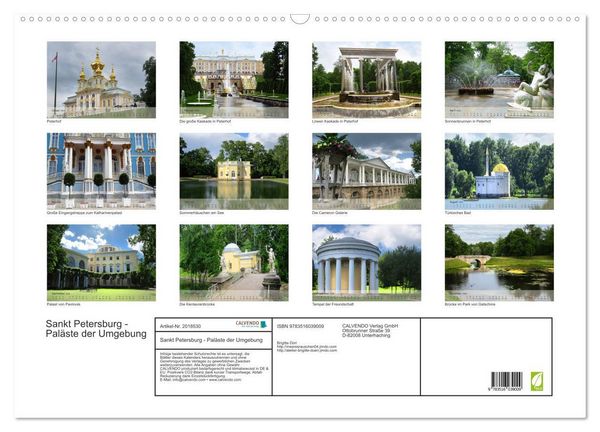 Produktbild: Sankt Petersburg - Pal&auml;ste der Umgebung (Wandkalender 2026 DIN A2 quer), CALVENDO Monatskalender