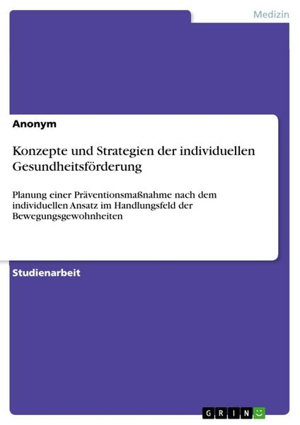 Produktbild: Konzepte und Strategien der individuellen Gesundheitsf&ouml;rderung