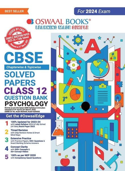 Produktbild: Oswaal CBSE Chapterwise Solved Papers 2023-2014 Psychology Class 12th (2024 Exam)