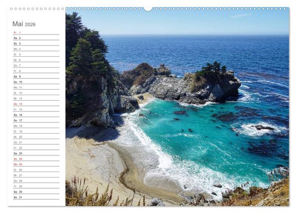 Produktbild: Kalifornien - wundersch&ouml;ne Westk&uuml;ste (hochwertiger Premium Wandkalender 2026 DIN A2 quer), Kunstdruck in Hochglanz
