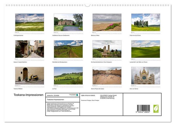 Produktbild: Toskana-Impressionen (hochwertiger Premium Wandkalender 2026 DIN A2 quer), Kunstdruck in Hochglanz