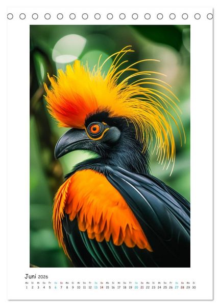 Produktbild: Exotische Sch&ouml;nheiten - pr&auml;chtig bunte V&ouml;gel (Tischkalender 2026 DIN A5 hoch), CALVENDO Monatskalender