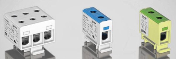 Produktbild: Ouneva Group VC05-0139 Verteilerblock Schrauben Grau, Blau, Gelb-Gr&uuml;n 1St.