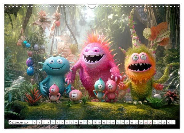 Produktbild: Monsterparade im Anmarsch (Wandkalender 2026 DIN A3 quer), CALVENDO Monatskalender