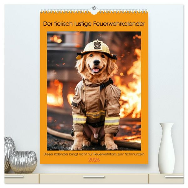 Produktbild: Der tierisch lustige Feuerwehrkalender (hochwertiger Premium Wandkalender 2026 DIN A2 hoch), Kunstdruck in Hochglanz