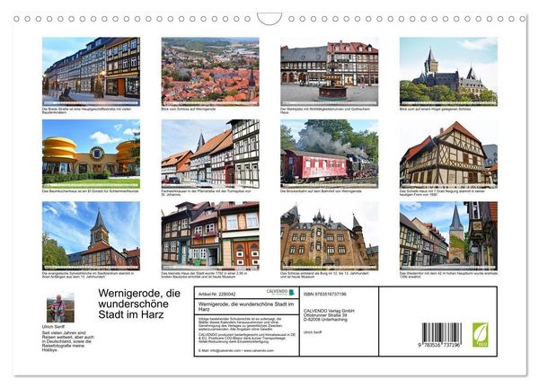 Produktbild: Wernigerode, die wundersch&ouml;ne Stadt im Harz (Wandkalender 2026 DIN A3 quer), CALVENDO Monatskalender