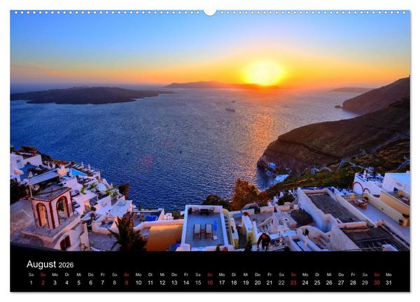 Produktbild: Santorini &ndash; Leben auf dem Vulkan (hochwertiger Premium Wandkalender 2026 DIN A2 quer), Kunstdruck in Hochglanz