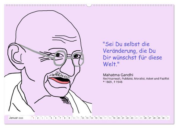 Produktbild: Zitate f&uuml;r Motivation und Perspektivenwechsel (hochwertiger Premium Wandkalender 2026 DIN A2 quer), Kunstdruck in Hochglanz