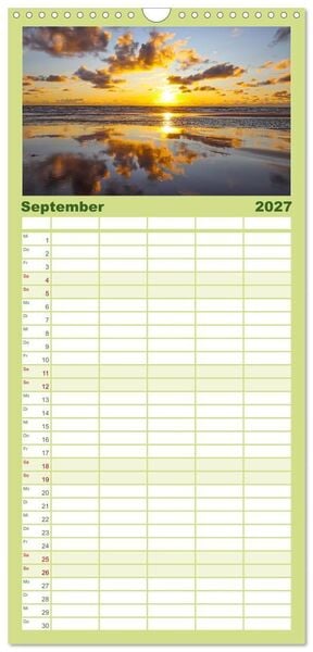 Produktbild: Familienplaner 2027 - Sylt - Magie der Abendstunden mit 5 Spalten (Wandkalender, 21 x 45 cm) CALVENDO