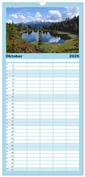 Produktbild: Familienplaner 2026 - Zauber der Berge mit 5 Spalten (Wandkalender, 21 x 45 cm) CALVENDO