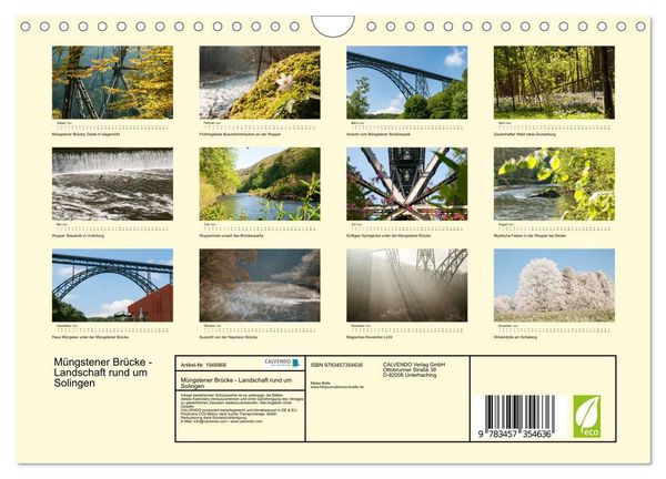 Produktbild: M&uuml;ngstener Br&uuml;cke - Landschaft rund um Solingen (Wandkalender 2026 DIN A4 quer), CALVENDO Monatskalender