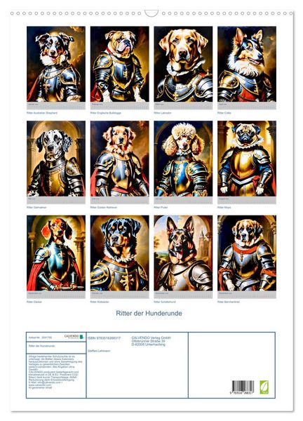 Produktbild: Ritter der Hunderunde (Wandkalender 2026 DIN A2 hoch), CALVENDO Monatskalender