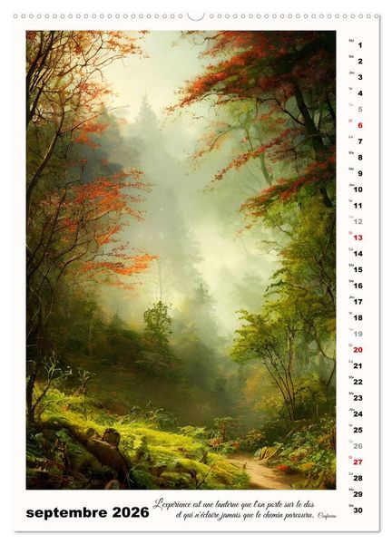 Produktbild: Chemins de fantaisie (Calendrier mural 2026 DIN A2 horizontal), CALVENDO calendrier mensuel