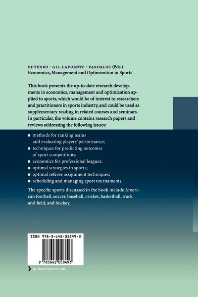 Produktbild: Economics, Management and Optimization in Sports