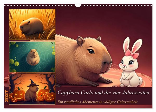 Produktbild: Capybara Carlo und die vier Jahreszeiten (Wandkalender 2027 DIN A3 quer), CALVENDO Monatskalender