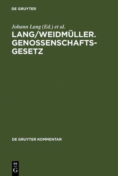 Produktbild: Lang/Weidm&uuml;ller. Genossenschaftsgesetz