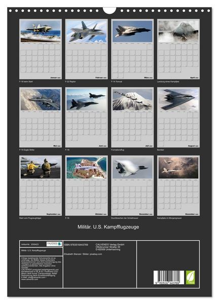 Produktbild: Milit&auml;r. U.S. Kampfflugzeuge (Wandkalender 2026 DIN A3 hoch), CALVENDO Monatskalender