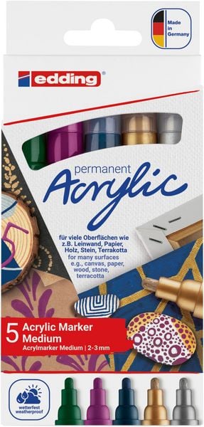 Produktbild: Edding Acrylmarker Acrylic 5100 Mittel metallic 5er Set