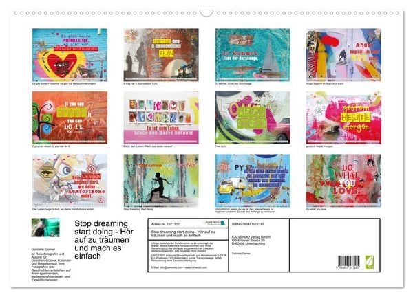 Produktbild: Stop dreaming start doing - H&ouml;r auf zu tr&auml;umen und mach es einfach (Wandkalender 2026 DIN A2 quer), CALVENDO Monatskalender