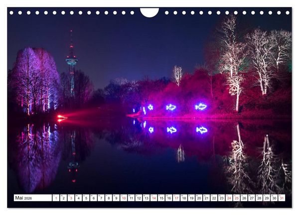 Produktbild: Mannheim bei Nacht - Impressionen aus der Quadratestadt (Wandkalender 2026 DIN A4 quer), CALVENDO Monatskalender