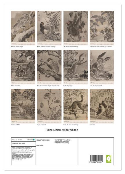 Produktbild: Feine Linien, wilde Wesen (hochwertiger Premium Wandkalender 2026 DIN A2 hoch), Kunstdruck in Hochglanz