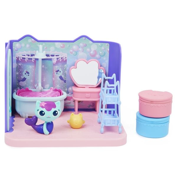 Produktbild: DREAMWORKS GABBY'S DOLLHOUSE - Deluxe Raum, Primp & Pamper Bathroom, Badezimmer mit MerCat (Meerk&auml;tzchen), M&ouml;beln & Zubeh&ouml;r