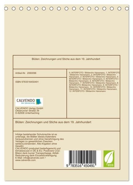 Produktbild: Bl&uuml;ten: Zeichnungen und Stiche aus dem 19. Jahrhundert (Tischkalender 2026 DIN A5 hoch), CALVENDO Monatskalender
