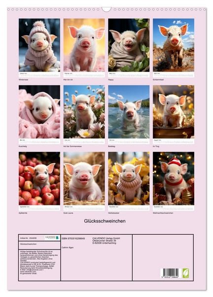 Produktbild: Gl&uuml;cksschweinchen (Wandkalender 2026 DIN A2 hoch), CALVENDO Monatskalender