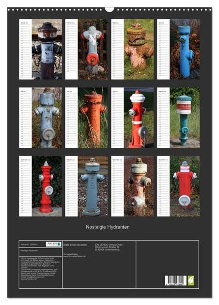 Produktbild: Nostalgie Hydranten (Wandkalender 2026 DIN A2 hoch), CALVENDO Monatskalender