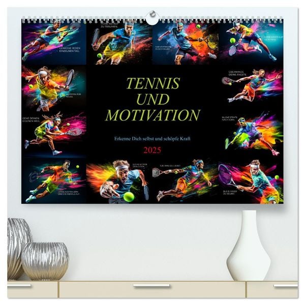 Tennis und Motivation (hochwertiger Premium Wandkalender 2025 DIN A2 quer), Kunstdruck in Hochglanz