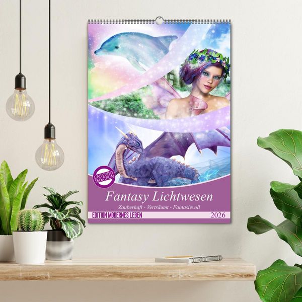Produktbild: Fantasy Lichtwesen (Wandkalender 2026 DIN A2 hoch), CALVENDO Monatskalender