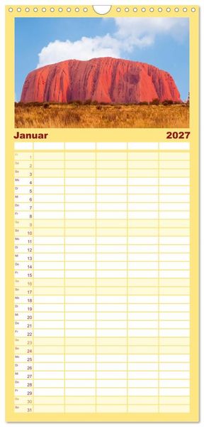 Produktbild: Familienplaner 2027 - Faszination Australien - eine Traumreise mit 5 Spalten (Wandkalender, 21 x 45 cm) CALVENDO